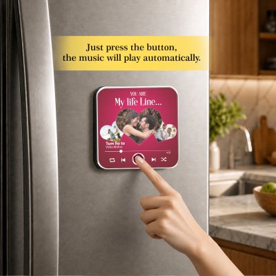 Personalized You are My Life Line Musical Fridge Magnet Rechargeable with Type-C Charging Custom Photo & Audio Music Player Gift for Anniversary, Wedding, or Birthday